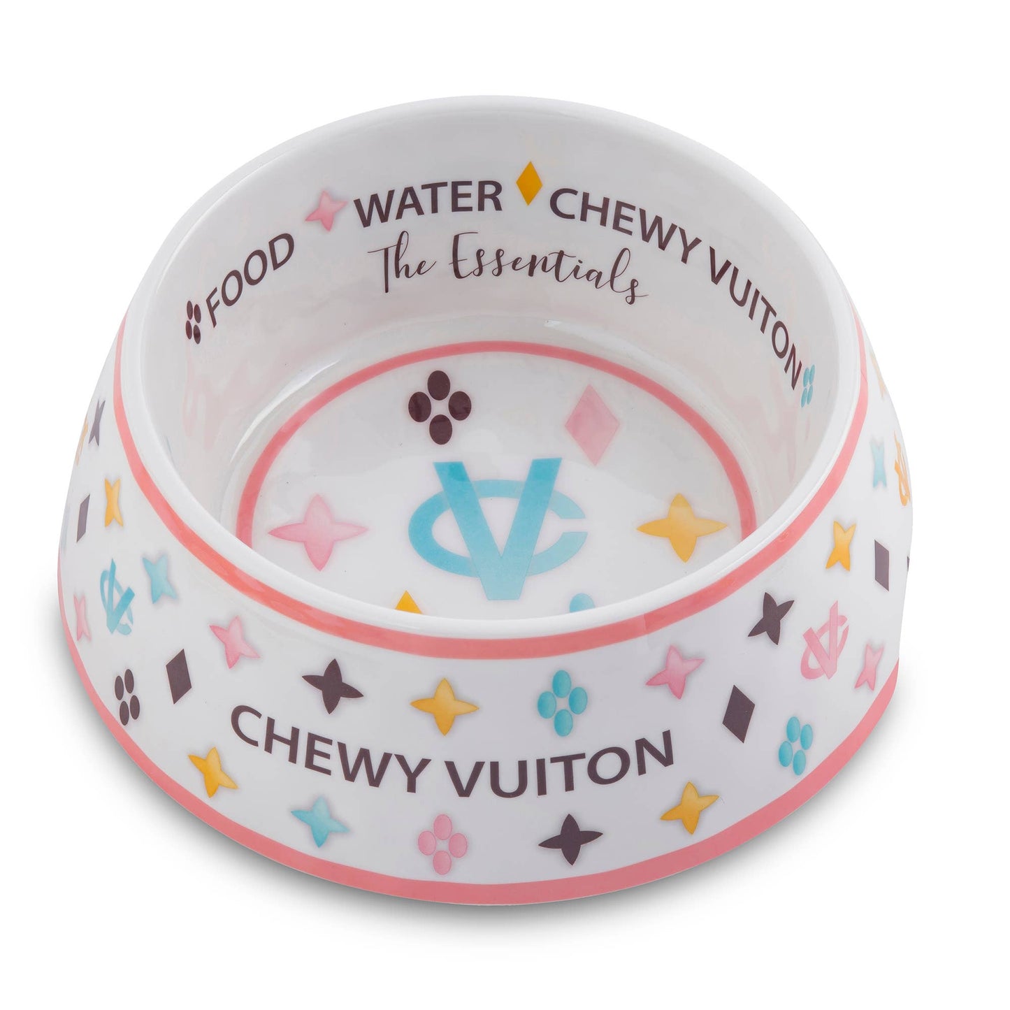 White Chewy Vuiton Dog Bowl - 3 Sizes!!