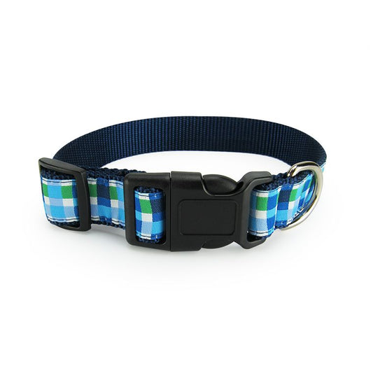 Blue Plaid Collar - Large